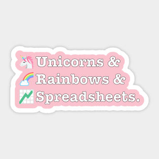 Funny Excel/Spreadsheet: Unicorns, Rainbows Sticker